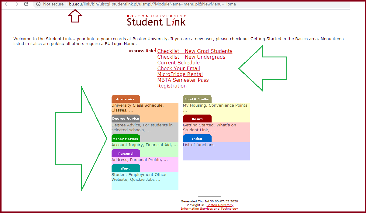 BU Student Link | Boston University Student Link BU at bu.edu/studentlink