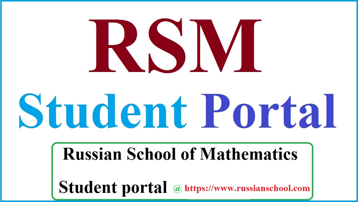 RSM Student Portal Russian School of Mathematics Student Portal