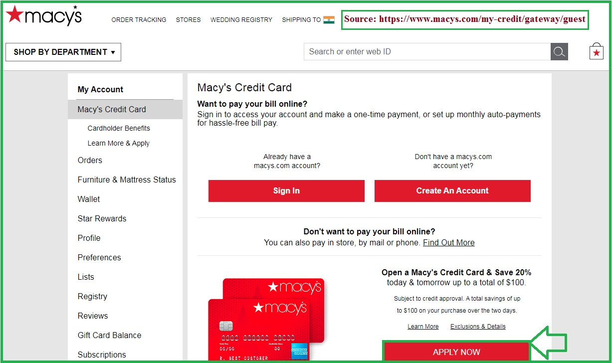 Macys Credit Card Login, Apply Online, Payment at Macys.com
