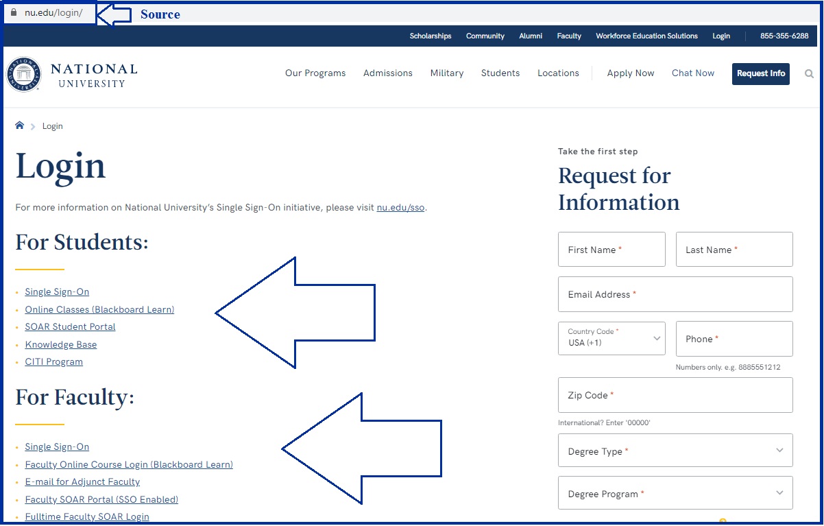 National University login: student portal, online programs. SSO and student email